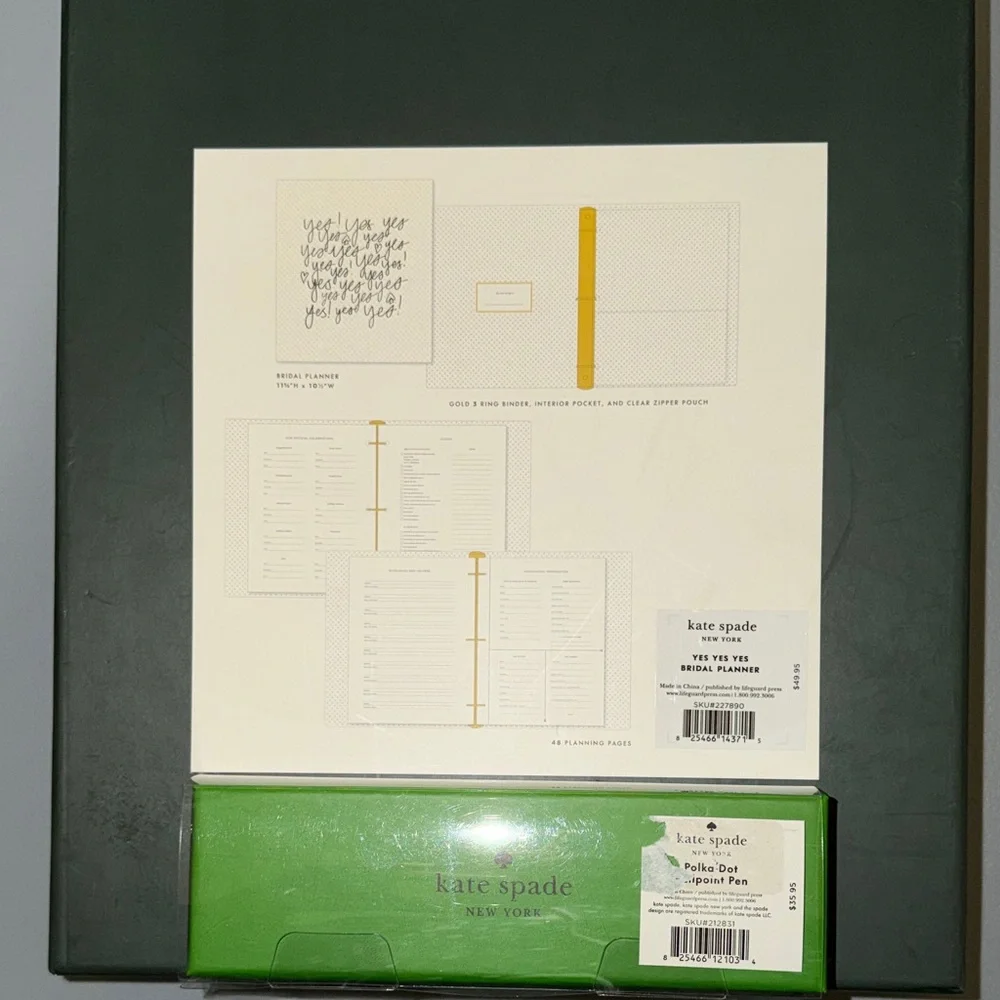 kate spade White and Black Bridal Planner and Pen